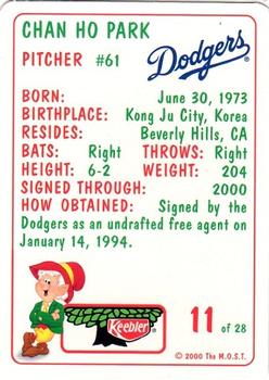 2000 Keebler Los Angeles Dodgers #11 Chan Ho Park Back