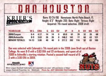 2010 Grandstand Modesto Nuts #NNO Dan Houston Back