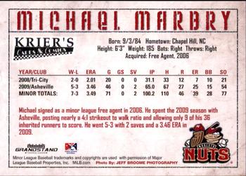 2010 Grandstand Modesto Nuts #NNO Michael Marbry Back