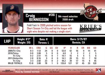 2012 Grandstand Modesto Nuts #NNO Craig Bennigson Back