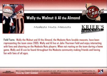 2012 Grandstand Modesto Nuts #NNO Wally the Walnut / Al the Almond Back
