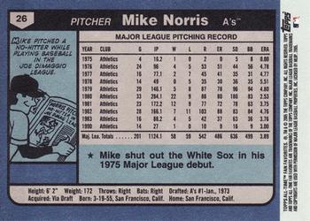 2005 Topps All-Time Fan Favorites #26 Mike Norris Back