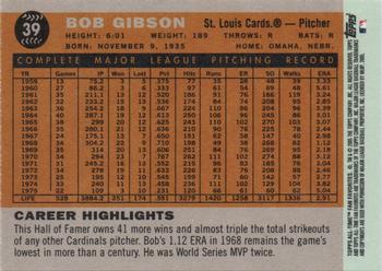 2005 Topps All-Time Fan Favorites #39 Bob Gibson Back