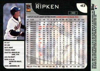 2005 Topps All-Time Fan Favorites #43 Cal Ripken Jr. Back