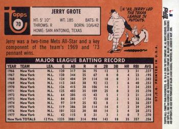 2005 Topps All-Time Fan Favorites #70 Jerry Grote Back