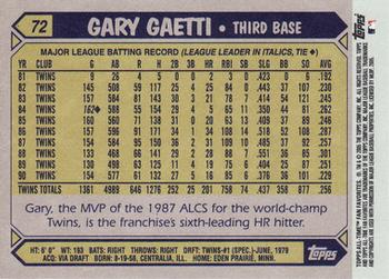 2005 Topps All-Time Fan Favorites #72 Gary Gaetti Back