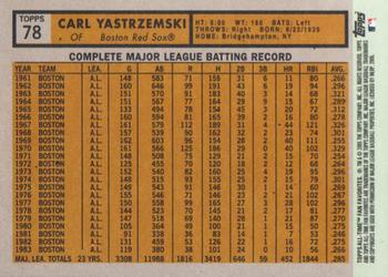 2005 Topps All-Time Fan Favorites #78 Carl Yastrzemski Back