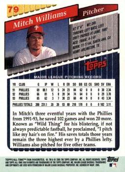 2005 Topps All-Time Fan Favorites #79 Mitch Williams Back