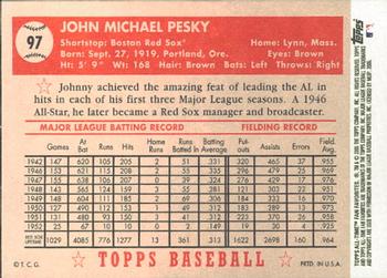 2005 Topps All-Time Fan Favorites #97 Johnny Pesky Back