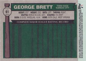 2005 Topps All-Time Fan Favorites #61 George Brett Back