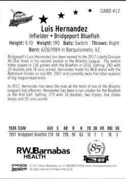 2017 Choice Atlantic League All-Stars #12 Luis Hernandez Back