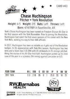 2017 Choice Atlantic League All-Stars #43 Chase Huchingson Back