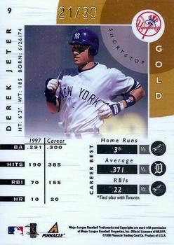 1998 Pinnacle Certified Test Issue - Totally Certified Platinum Gold Test Issue #9 Derek Jeter Back