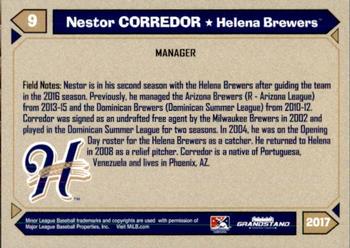2017 Grandstand Helena Brewers #7 Nestor Corredor Back