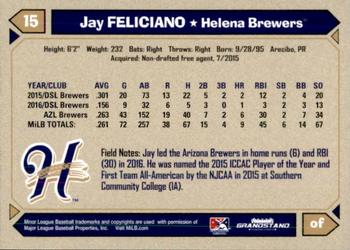 2017 Grandstand Helena Brewers #12 Jay Feliciano Back