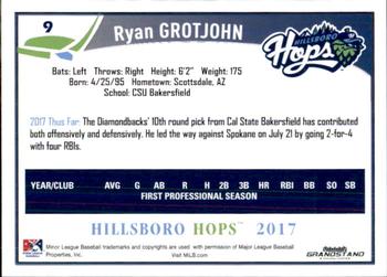 2017 Grandstand Hillsboro Hops #NNO Ryan Grotjohn Back