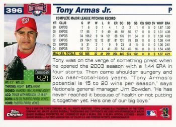 2005 Topps Chrome #396 Tony Armas Jr. Back