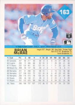 1992 Fleer #163 Brian McRae Back