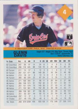 1992 Fleer #4 Glenn Davis Back