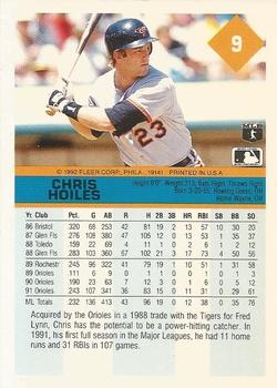 1992 Fleer #9 Chris Hoiles Back