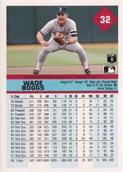 1992 Fleer #32 Wade Boggs Back