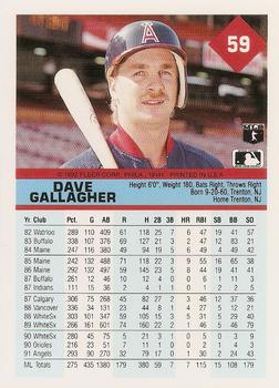 1992 Fleer #59 Dave Gallagher Back