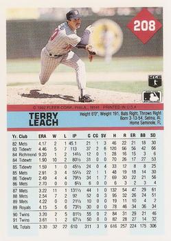 1992 Fleer #208 Terry Leach Back