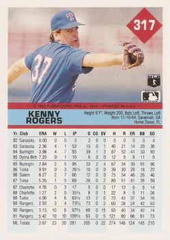1992 Fleer #317 Kenny Rogers Back