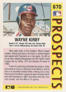 1992 Fleer #670 Wayne Kirby Back
