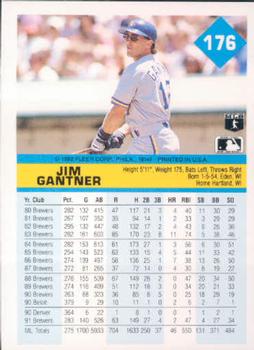 1992 Fleer #176 Jim Gantner Back