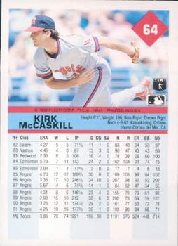 1992 Fleer #64 Kirk McCaskill Back