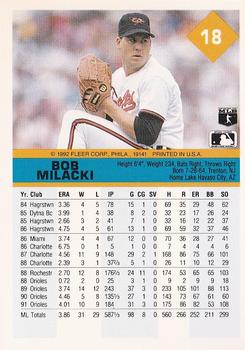 1992 Fleer #18 Bob Milacki Back