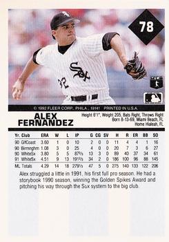 1992 Fleer #78 Alex Fernandez Back