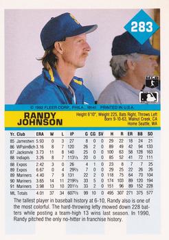 1992 Fleer #283 Randy Johnson Back