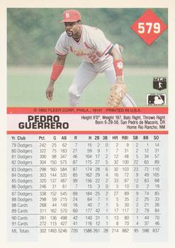 1992 Fleer #579 Pedro Guerrero Back