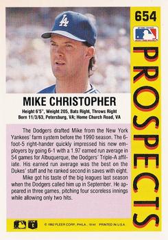 1992 Fleer #654 Mike Christopher Back