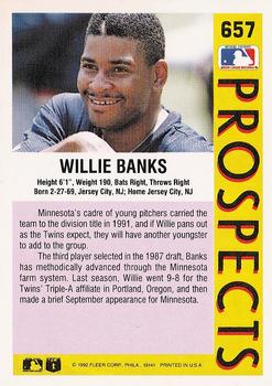1992 Fleer #657 Willie Banks Back