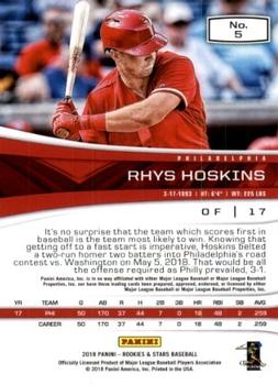 2018 Panini Chronicles - Rookies and Stars #5 Rhys Hoskins Back