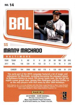 2018 Panini Chronicles - Score #14 Manny Machado Back