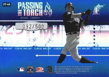 2005 Donruss Elite - Passing the Torch #PT-44 Andre Dawson / Miguel Cabrera Back