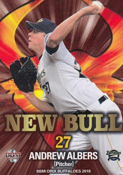 2018 BBM Orix Buffaloes #Bs69 Andrew Albers Front