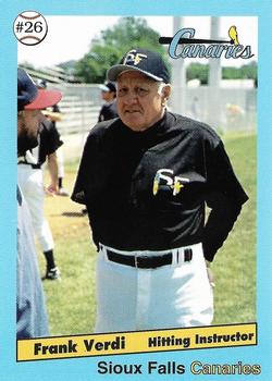 1995 Grandstand Sioux Falls Canaries #NNO Frank Verdi Front