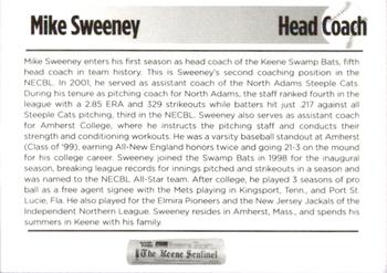 2003 Keene Swamp Bats #4 Mike Sweeney Back