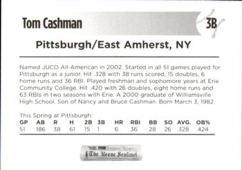 2003 Keene Swamp Bats #25 Tom Cashman Back