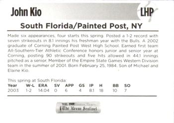 2003 Keene Swamp Bats #29 John Kio Back
