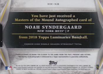2018 Topps Luminaries - Masters of the Mound Autographs #MM-NS Noah Syndergaard Back