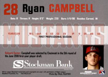 2018 Grandstand Billings Mustangs #NNO Ryan Campbell Back