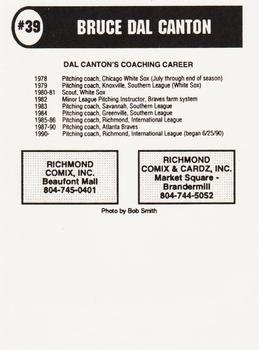 1992 Comix Richmond Braves #NNO Bruce Dal Canton Back