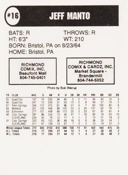 1992 Comix Richmond Braves #NNO Jeff Manto Back