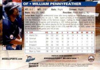 2004 Choice Bridgeport Bluefish #23 William Pennyfeather Back